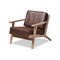 Baxton Studio Dark Brown Faux Leather Effect Fabric Upholstered Antique Wood Armchair